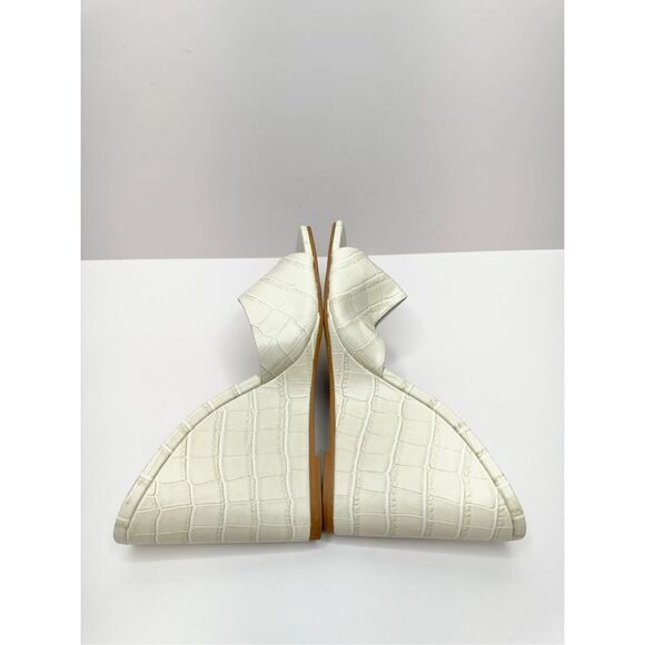 Steve Madden Wedges Sandals Size 5.5 Croc‎ Embossed in Bone Crocco Open Toe Heel - Picture 7 of 10